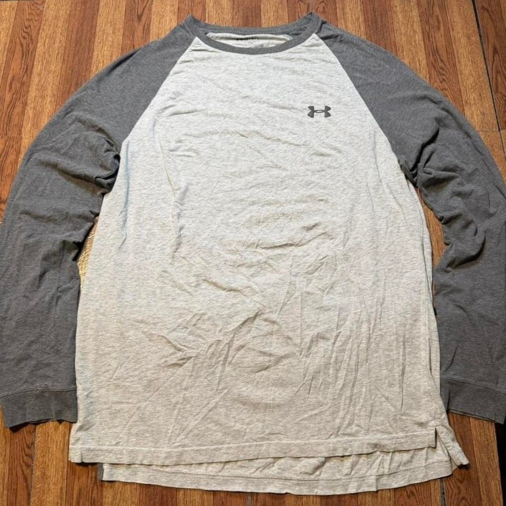 Under Armour Grey Heat Tech Retro Sportswear Sleeve Shirt Large